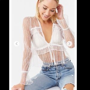 Geo-Threaded Sheer Mesh Top NWT